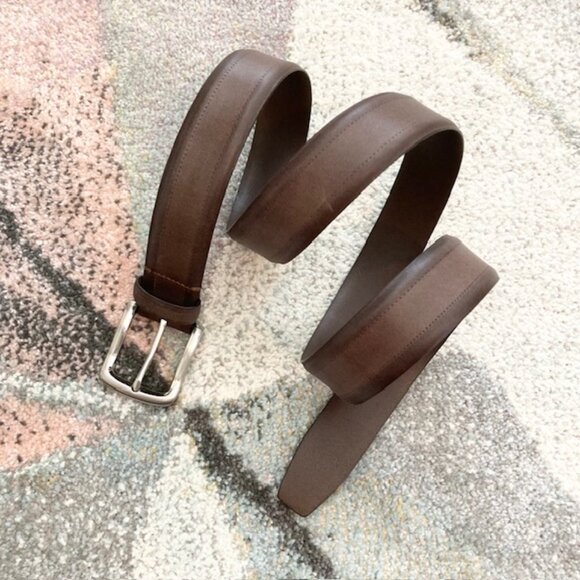 Joseph Abboud Mens 38 Brown Italian Leather Handcrafted Casual Two Tone Belt - Picture 1 of 12